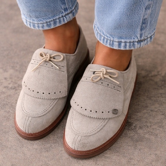 Eastland Shoes - Vintage‎ Eastland Suede Fringe Moc Toe Oxford Shoes Tan Womens 7